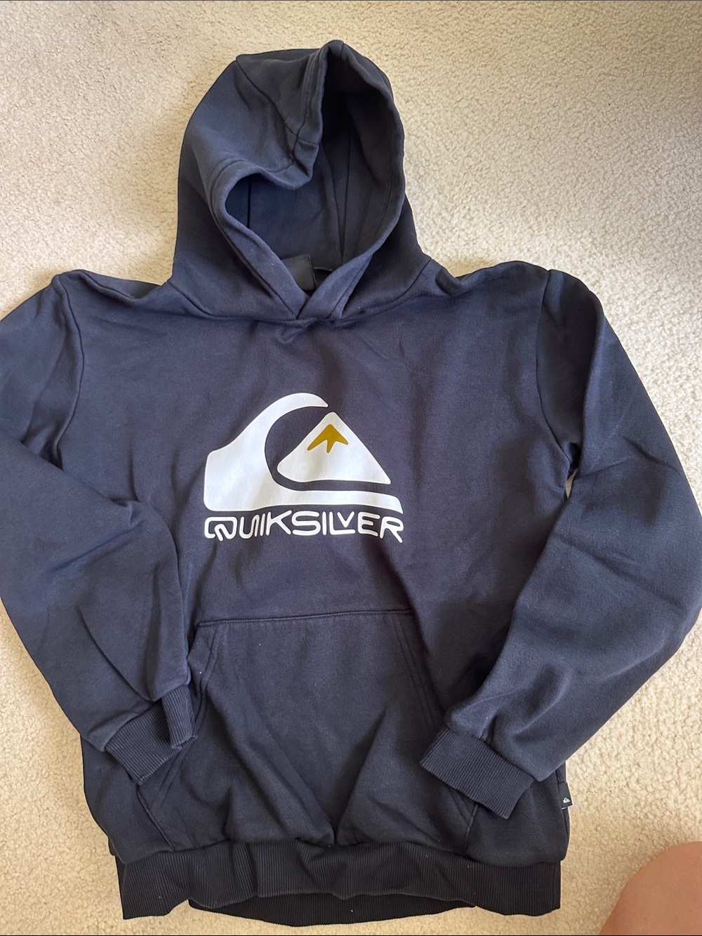Quiksilver Boys Black Pullover Hoodie with White Logo